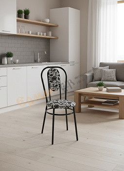 Стул №1  ткань "рогожка черный цветок" черный