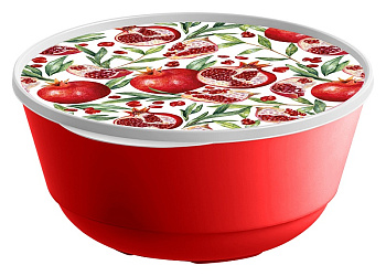 Миска "Bergamo" 2л с крышкой с декором  (красный) 221165706/03