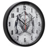 3027-059 (10) Часы настенные круг d=30см, корпус черный "Медведь", Рубин