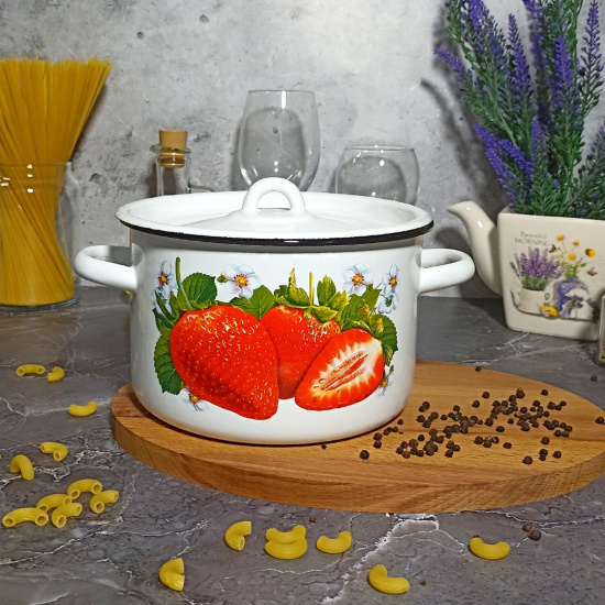 Кастрюля 2,9л цил. 1с16с/1 белосн. Клубника садовая
