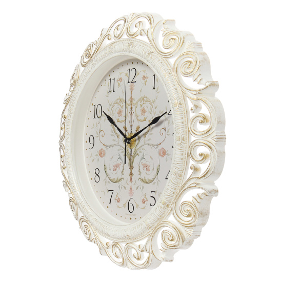 4126-026 (5) Часы настенные круг ажурный d=40,5см, корпус белый с золотом "Возрождение", Рубин