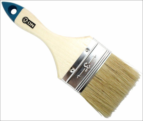 Кисть малярная плоская "Евро" нат. щетина 3" (75мм) дер.ручка 02-01-230