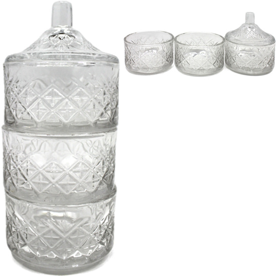 Ваза 3-х ярусная для меда/икры h-15см, d-7см AMELIA FH-9