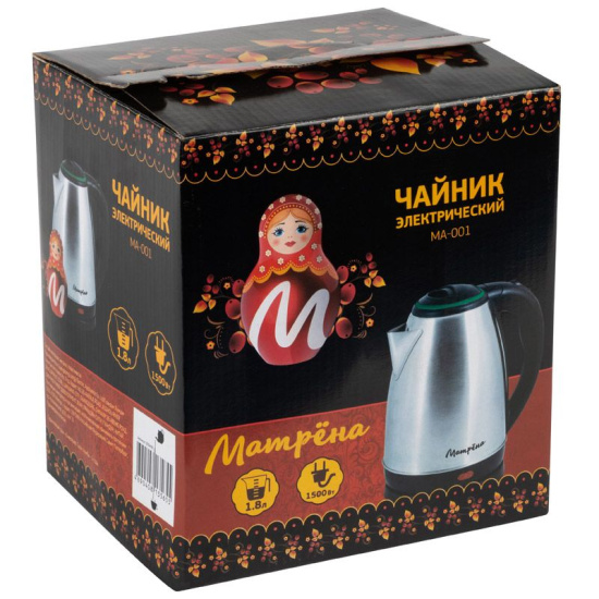 Чайник МАТРЁНА MA-001 электрический (1,8 л) металл цвет крышки зеленый 005458