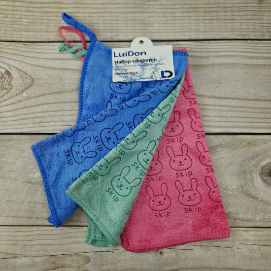 Набор салфеток с рисунком из микрофибры LuiDon 3шт., 25*25см OLS-862-5 (10066)
