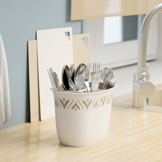 Подставка под столовые приборы "Эстетика" (бело-бежевый) М8730