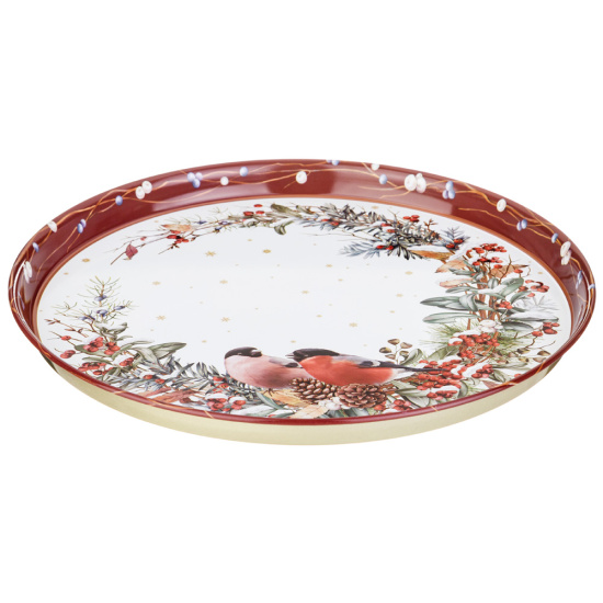 ПОДНОС СЕРВИРОВОЧНЫЙ AGNESS КОЛЛЕКЦИЯ "СНЕГИРИ" КРАСНЫЙ 33*2,1 СМ (898-237)