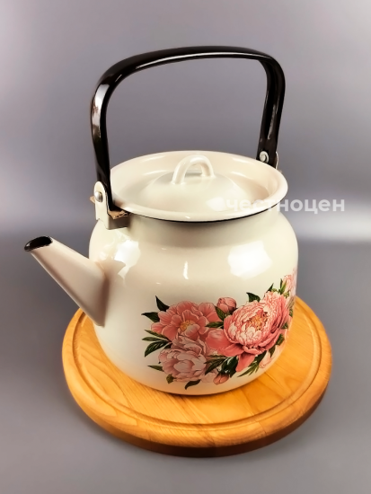 Чайник для плиты 3,5л С-2713/4ЖмРч  "Букет пионов"
