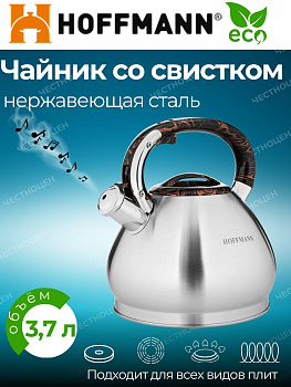 Чайник для плиты 3,7л нержавеющая сталь НМ 5587 со свистком