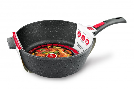 Сотейник 26 высокий "Каменная" Чёрный гранит с/р 181326