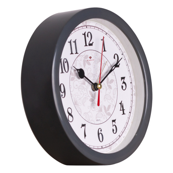 В4-009 Gr Будильник кварц d=15см корпус серый "Узор" "Рубин"