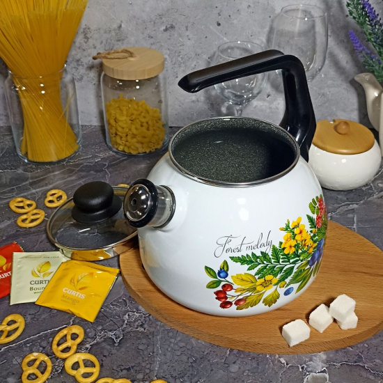 Чайник для плиты 3,0л сф. со свистком 4с209я Лесная мелодия белосн. Чайник для плиты 3,0л сф. со свистком 4с209я Лесная мелодия белосн.