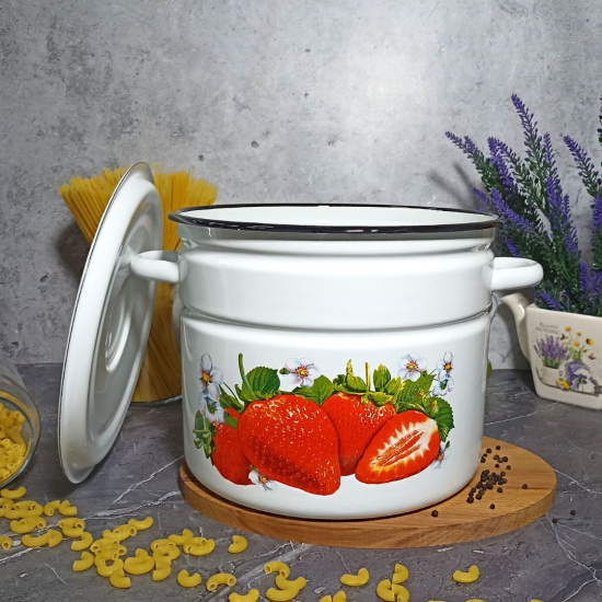 Кастрюля 9,0л цил. белосн. Клубника садовая 1с200с Кастрюля 9,0л цил. белосн. Клубника садовая 1с200с