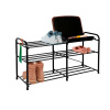 Подставка для обуви "Альфа 33" с сиденьем и ящиком (Черный)(3-х полочная,80см),,