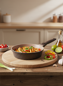 Сковорода 200/59мм Горница ДУЭТ Шоколадный мусс индукция съем/руч. с кр. (п/у), Ис8204Дш