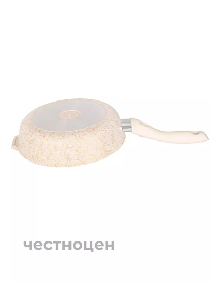 Сковорода глубокая 280мм с ручкой,АП линия "Грация" (белый/золото) сгбз280а