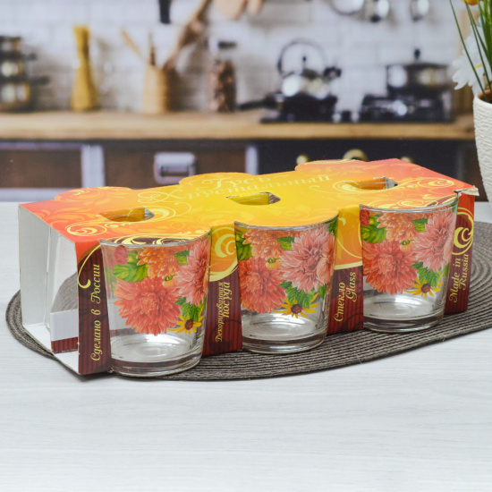 Набор 6-ти низких стаканов 250мл Цветы и ягодки 1249/48