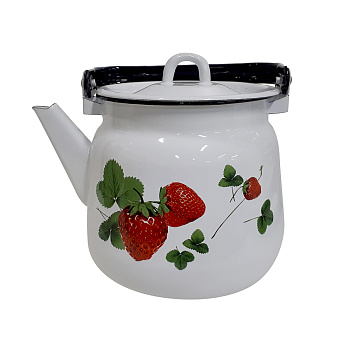 Чайник для плиты 3,5л эмаль 2716*56 сфер. Летняя ягода,белый  с петлёй	 Чайник для плиты 3,5л эмаль 2716*56 сфер. Летняя ягода,белый  с петлёй