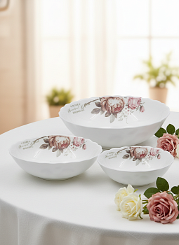 Набор салатников (3пр.) Lavenir "Чайные розы" 460/680/1000 мл, 15/18/20см 3PCS HKW YF20032 78933