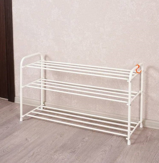 Подставка для обуви "Альфа 33" (Белый)(3-х полочная,80см)