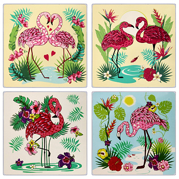 Доска разделочная+ подставка под горячее Фламинго 18*18см 48-14