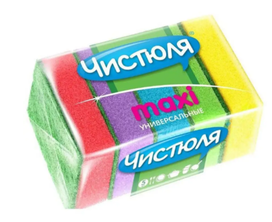Губки для мытья посуды 5 MAXI ЧИСТЮЛЯ с абразивом 5шт П0302