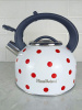 Чайник 2,5л нержавеющая сталь HR732-1 белый в красный горох OLS-001-5