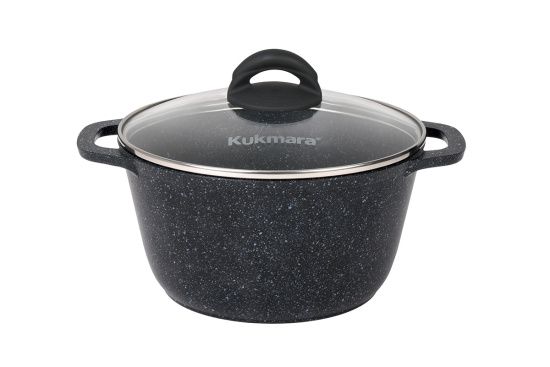 Кастрюля 4,5л со стеклянной крышкой, АП линия "Granit" (black) кгч45а