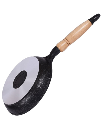 Сковорода 200/40мм с деревянной ручкой антипригарное покрытие (темный мрамор) смт200а  Сковорода 200/40мм с деревянной ручкой антипригарное покрытие (темный мрамор) смт200а