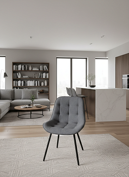 Стул "Дублин" велюр серый н.черные