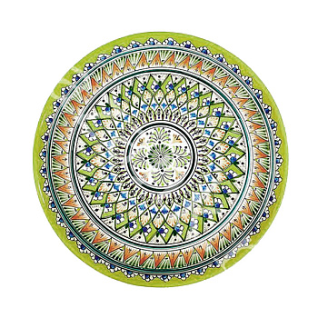 Ляган 42см, плоский Риштанская керамика салатовый