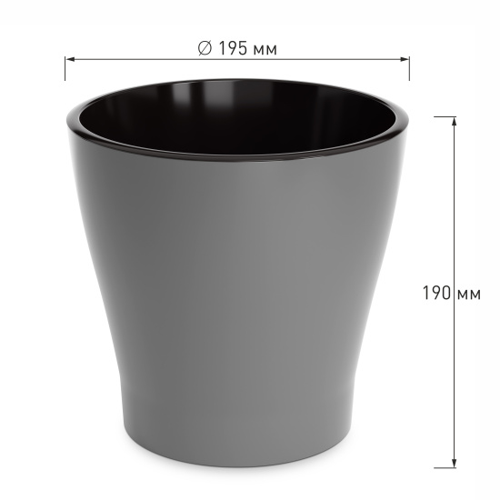 Горшок цв. "Лея" 3,6л двойной (серый) М7935