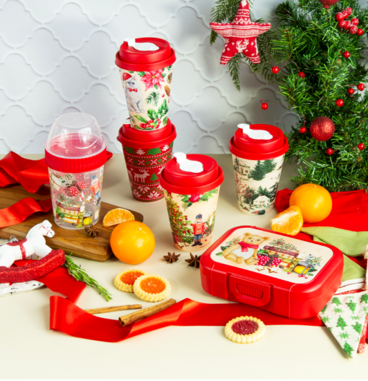 Контейнер для завтрака 440мл с декором "Игрушки" (красный) 223137306/03 Контейнер для завтрака 440мл с декором "Игрушки" (красный) 223137306/03