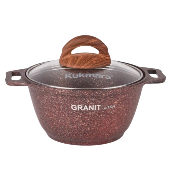 Кастрюля 1,0л со стекл. кр. АП "Granit ultra" (red) кга12а
