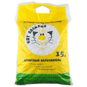Наполнитель для кошек 15л древесный КОТ ВАСИЛИЙ
