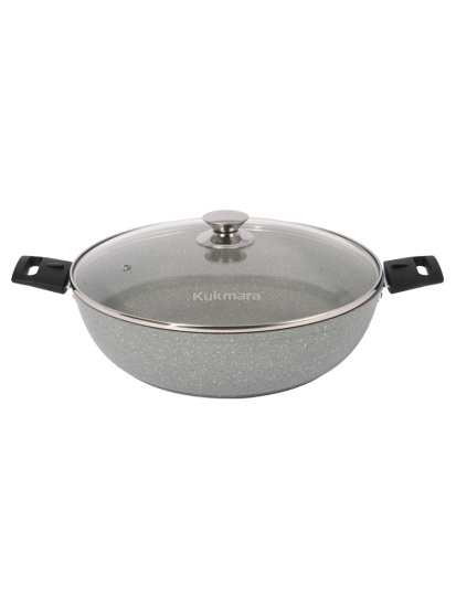 Сотейник 300/85 мм со стекл. крышкой АП (светлый мрамор) смс308а