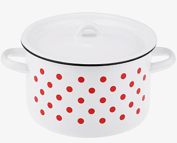 Кастрюля цил. 1,5л, белосн., Горошки, 1с15с/1 Кастрюля цил. 1,5л, белосн., Горошки, 1с15с/1