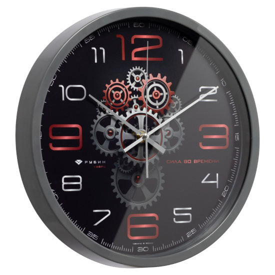 3027-060 (10) Часы настенные круг d=30см, корпус темно-серый "Механика", Рубин