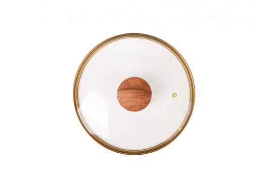 Сковорода 260мм с ручкой,стеклянной крышкой, АП линия "Granit ultra" (black-gold) сгбг261а