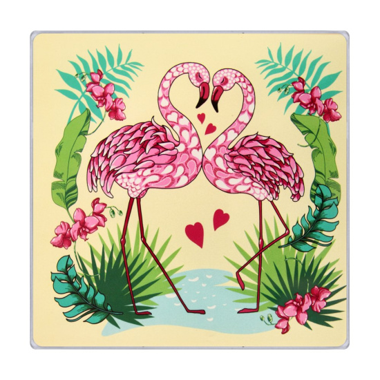 Доска разделочная+ подставка под горячее Фламинго 18*18см 48-14