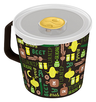 Контейнер-кружка 0,75л "IZI-GO" с клапаном с декором 750мл (черный) 221140630/01,,,