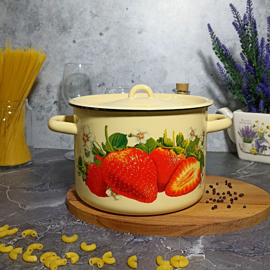 Кастрюля 4,5л 1с17/с крем. Клубника садовая
