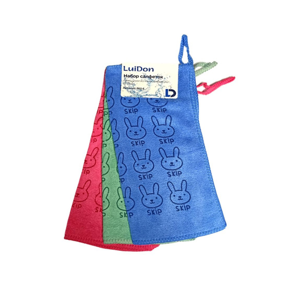 Набор салфеток с рисунком из микрофибры LuiDon 3шт., 25*25см OLS-862-5 (10066)