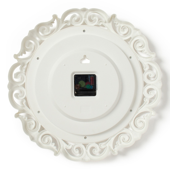 4126-026 (5) Часы настенные круг ажурный d=40,5см, корпус белый с золотом "Возрождение", Рубин