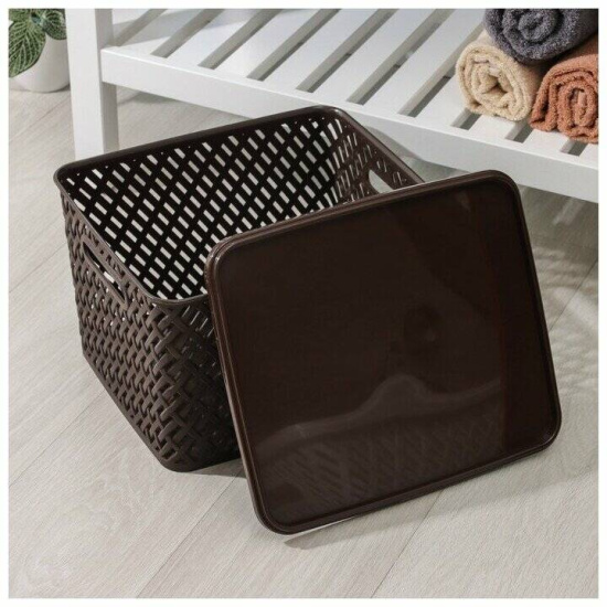 Корзина "Плетенка" (350*290*225) с крыш. корич. М3553