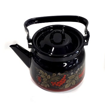 Чайник для плиты 2,3 л эмаль С2714.8 декор красно-черный с петлей  Чайник для плиты 2,3 л эмаль С2714.8 декор красно-черный с петлей