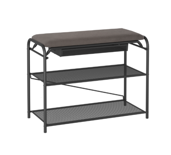 Подставка для обуви "Гранада 23В_НБК" с сиденьем и ящиком нубук (Черный) 