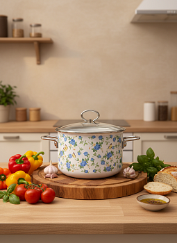 Кастрюля 4,0л цил. Summer Time 1SD205S белосн