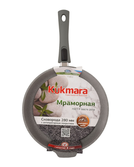Сковорода 280/65 мм со съемной ручкой,антипригарное покрытие(светлый мрамор) смс283а