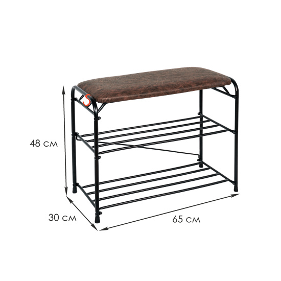 Подставка для обуви "Альфа 23" с сиденьем (Черный)(3-х полочная,60см)